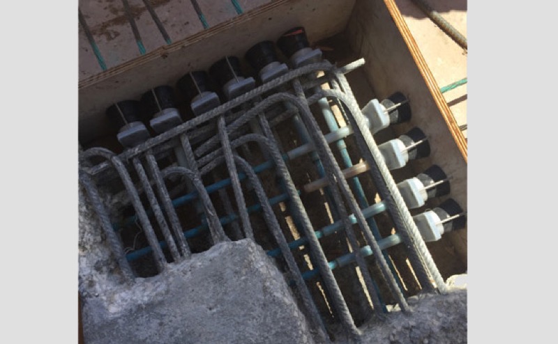 Exposed post-tension tendons during a slab repair